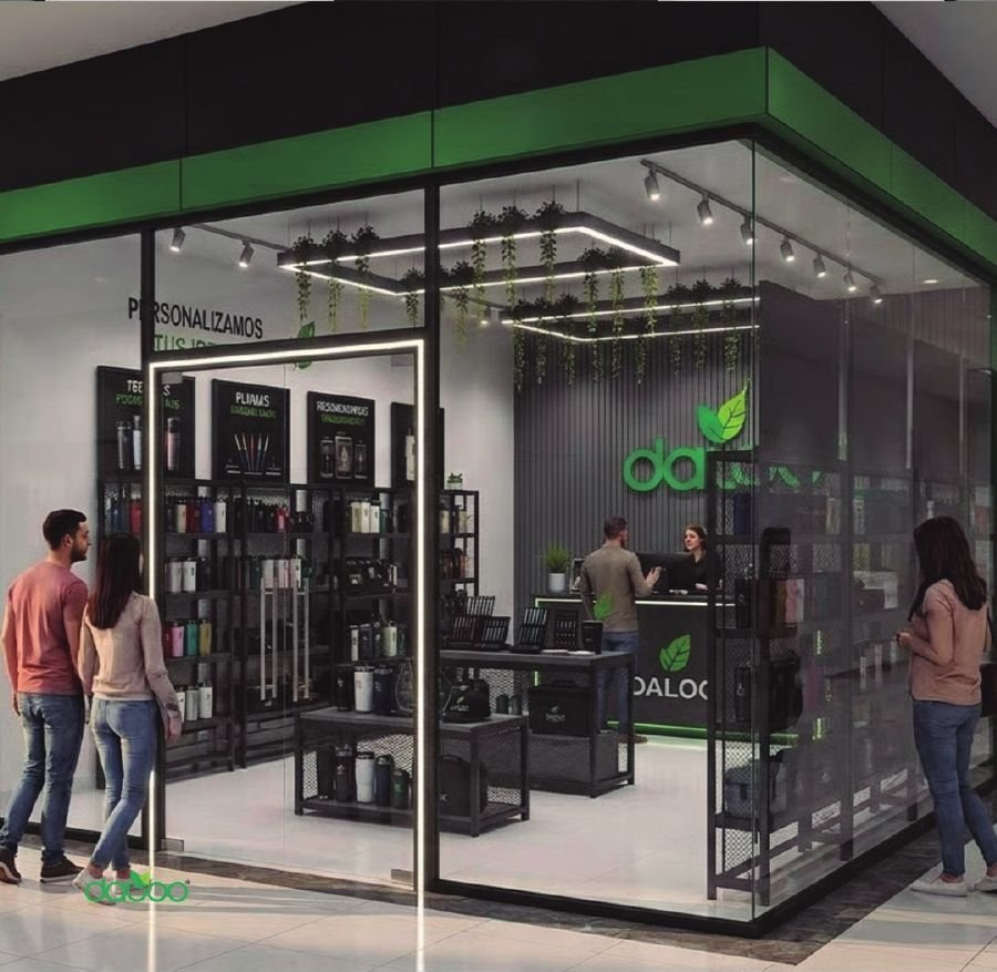 Render de la fachada de una tienda Daloo